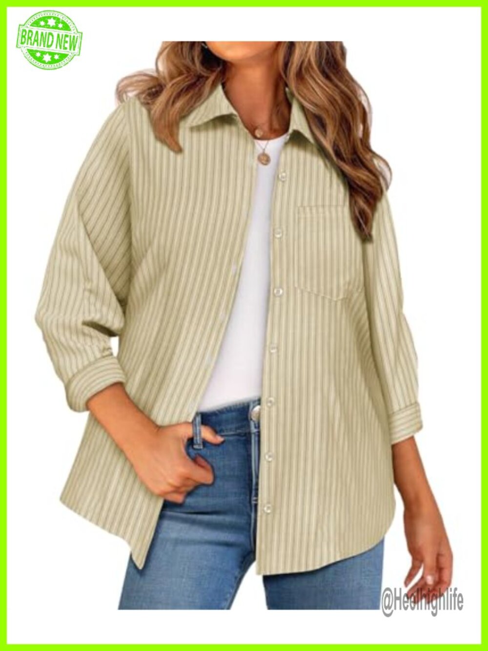 Plus Size Button Down Shirt Long Sleeve Collared V-Neck Blouse
